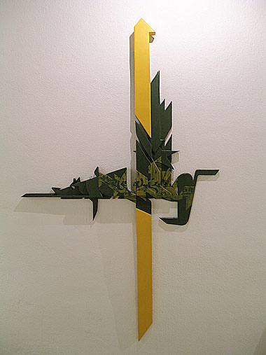 etnik - green lettering - graffiti sculpture